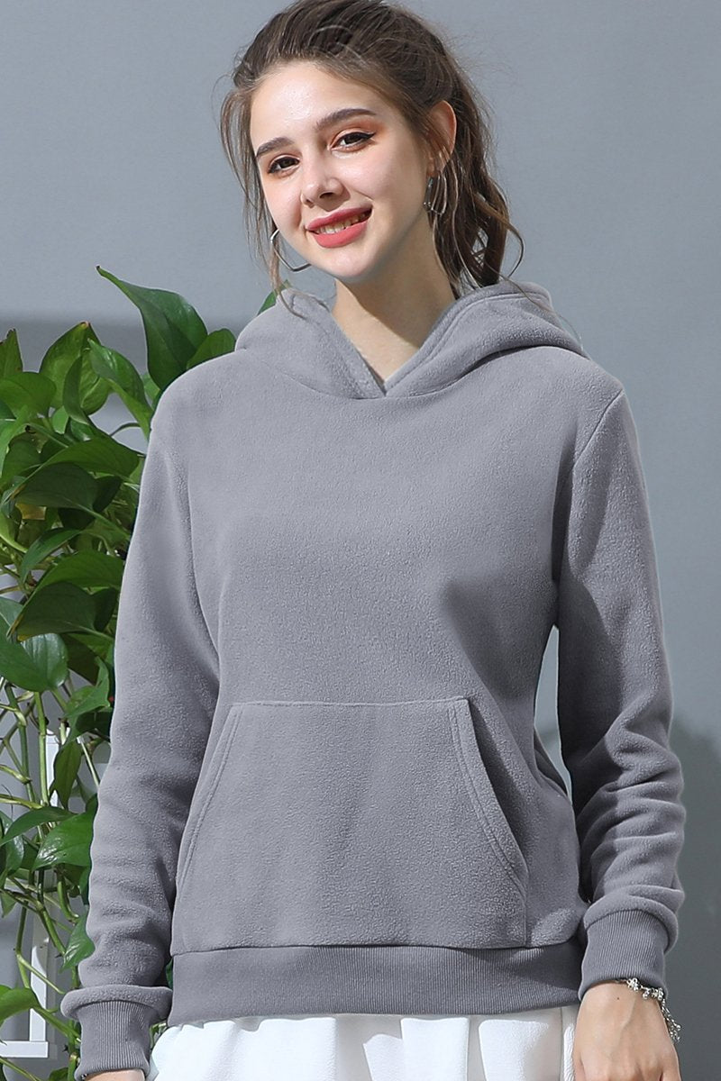 SOLID SWEATSHIRT FLEECE HOODIE WITH KANGAROO POCKET