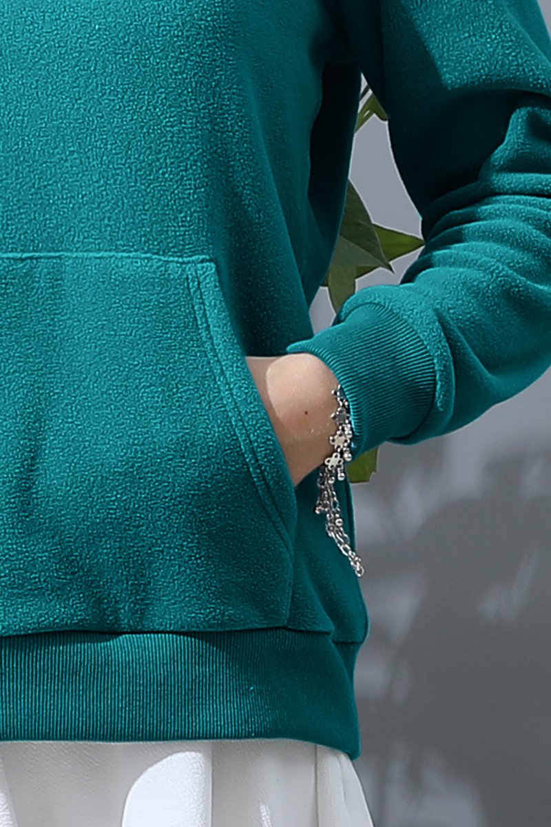 SOLID SWEATSHIRT FLEECE HOODIE WITH KANGAROO POCKET