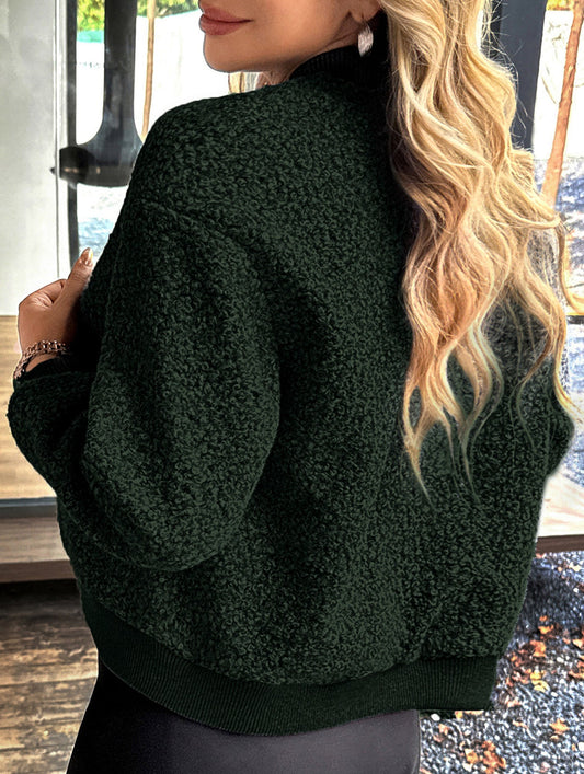 Casual Cropped Button Long Sleeve Jacket