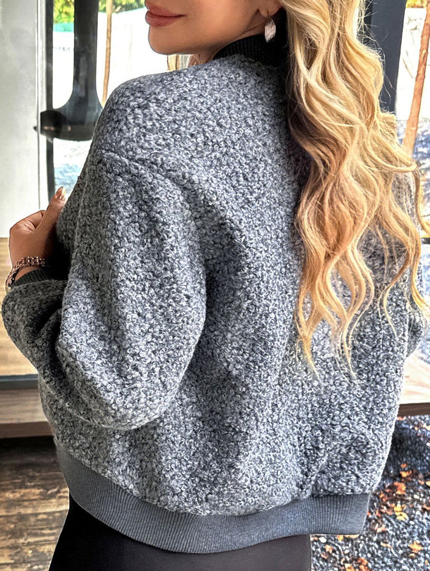 Casual Cropped Button Long Sleeve Jacket