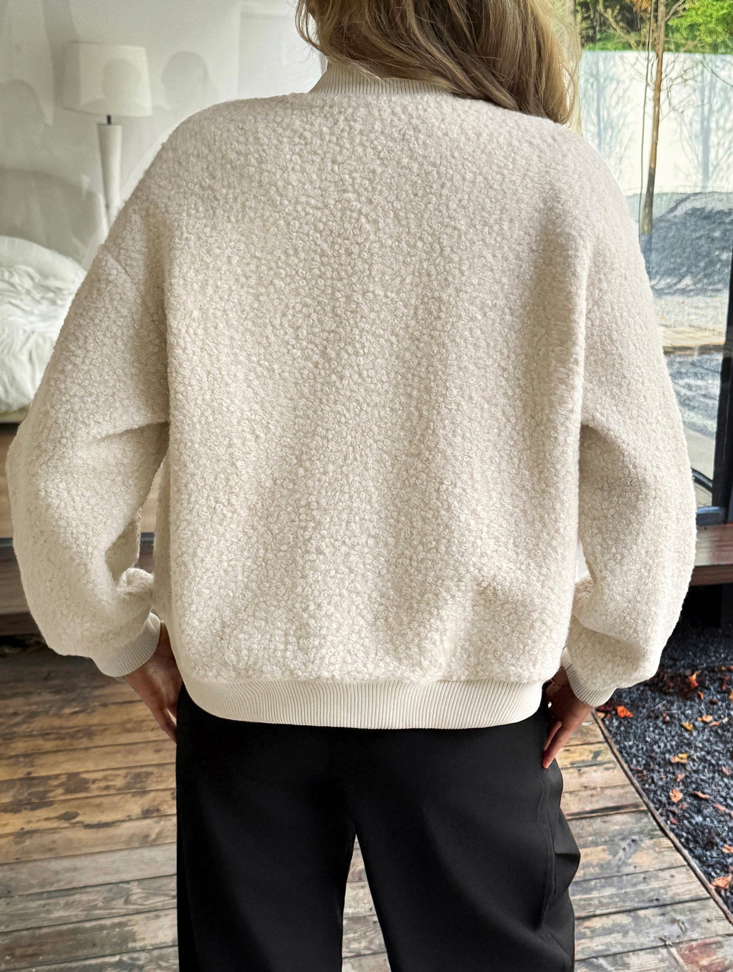 Casual Cropped Button Long Sleeve Jacket