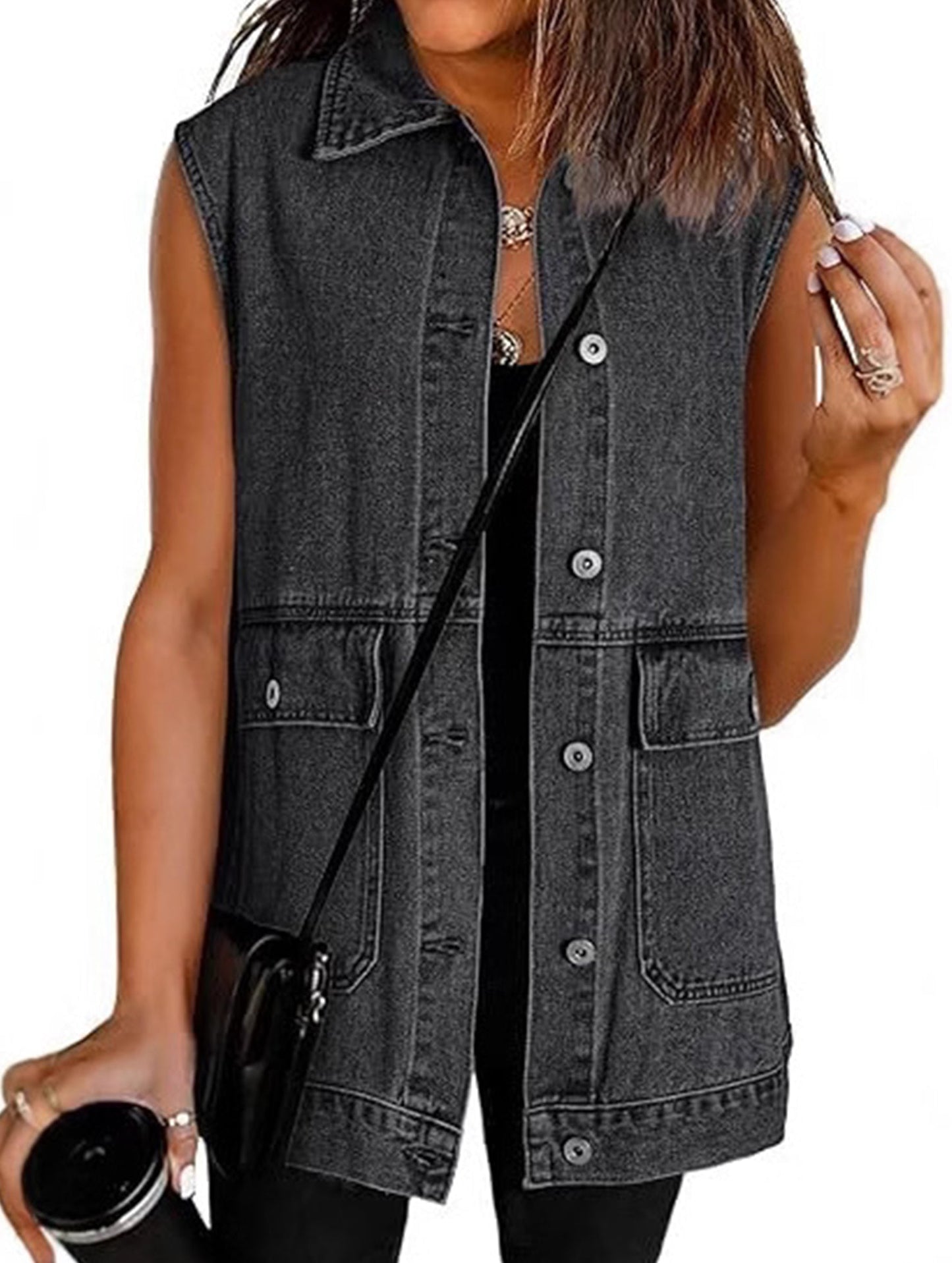 Fashionable women's denim vest waistcoat