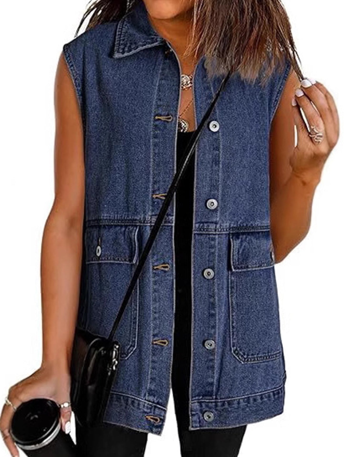 Fashionable women's denim vest waistcoat