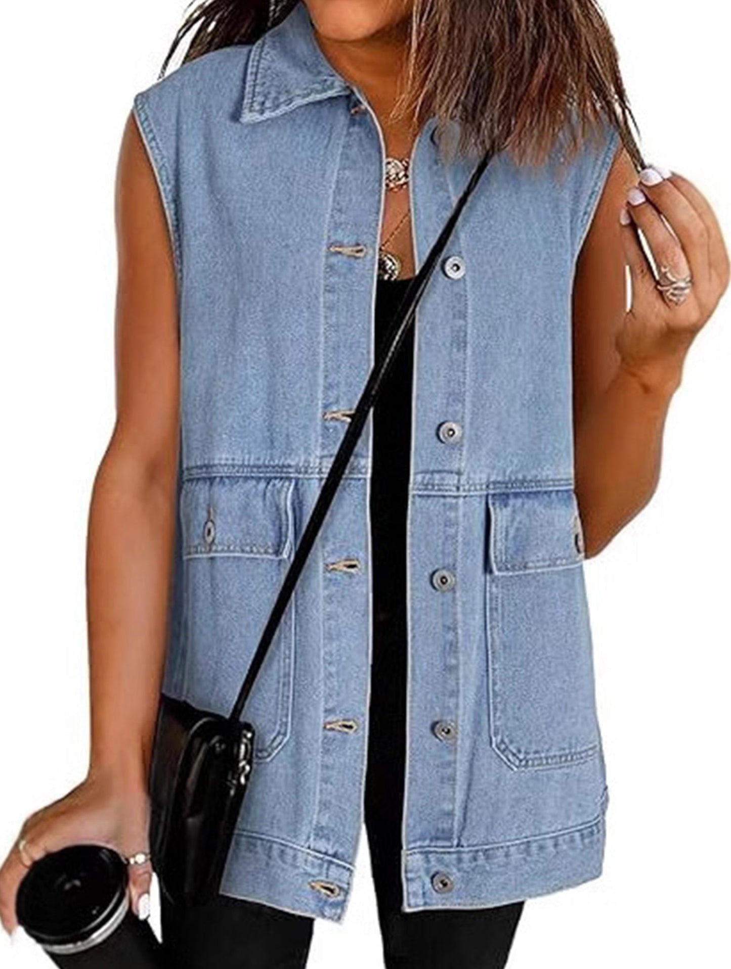 Fashionable women's denim vest waistcoat