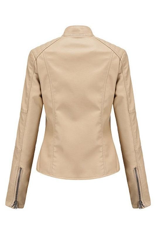 WOMEN??¢S ZIP UP BIKER JACKET - Doublju