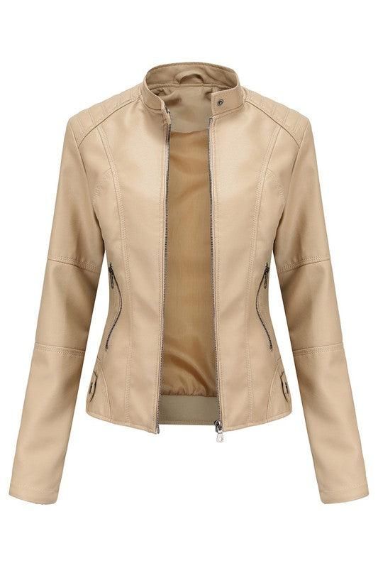 WOMEN??¢S ZIP UP BIKER JACKET - Doublju