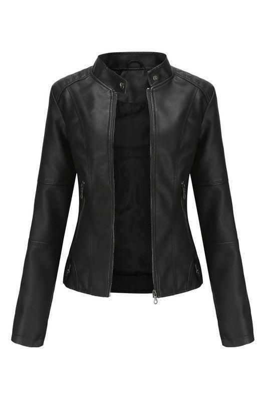 WOMEN??¢S ZIP UP BIKER JACKET - Doublju