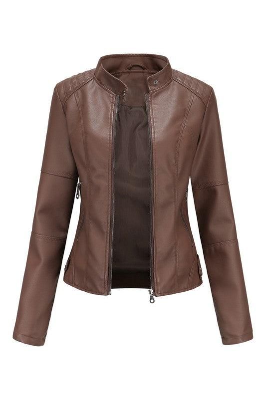 WOMEN??¢S ZIP UP BIKER JACKET - Doublju
