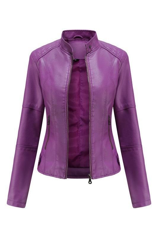 WOMEN??¢S ZIP UP BIKER JACKET - Doublju