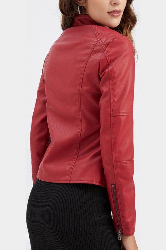 WOMEN??¢S ZIP UP BIKER JACKET - Doublju