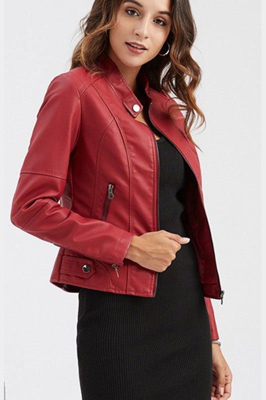 WOMEN??¢S ZIP UP BIKER JACKET - Doublju