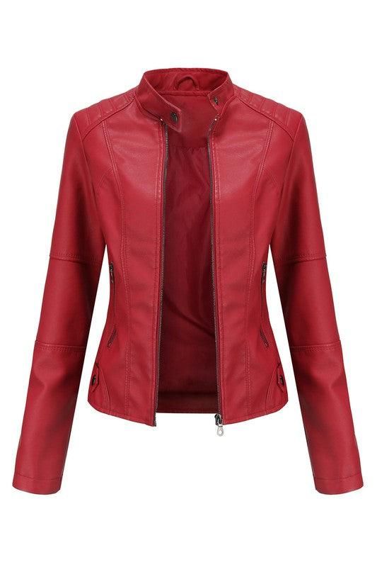 WOMEN??¢S ZIP UP BIKER JACKET - Doublju