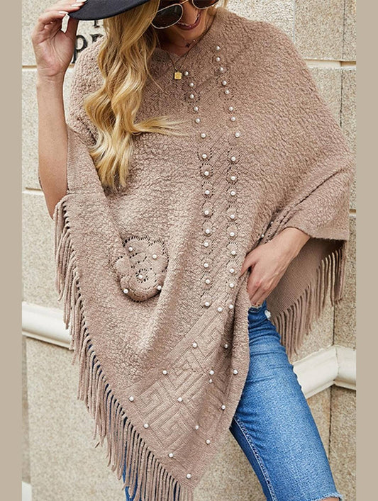 TASSEL SWEATER WOMEN SHAWL - Doublju