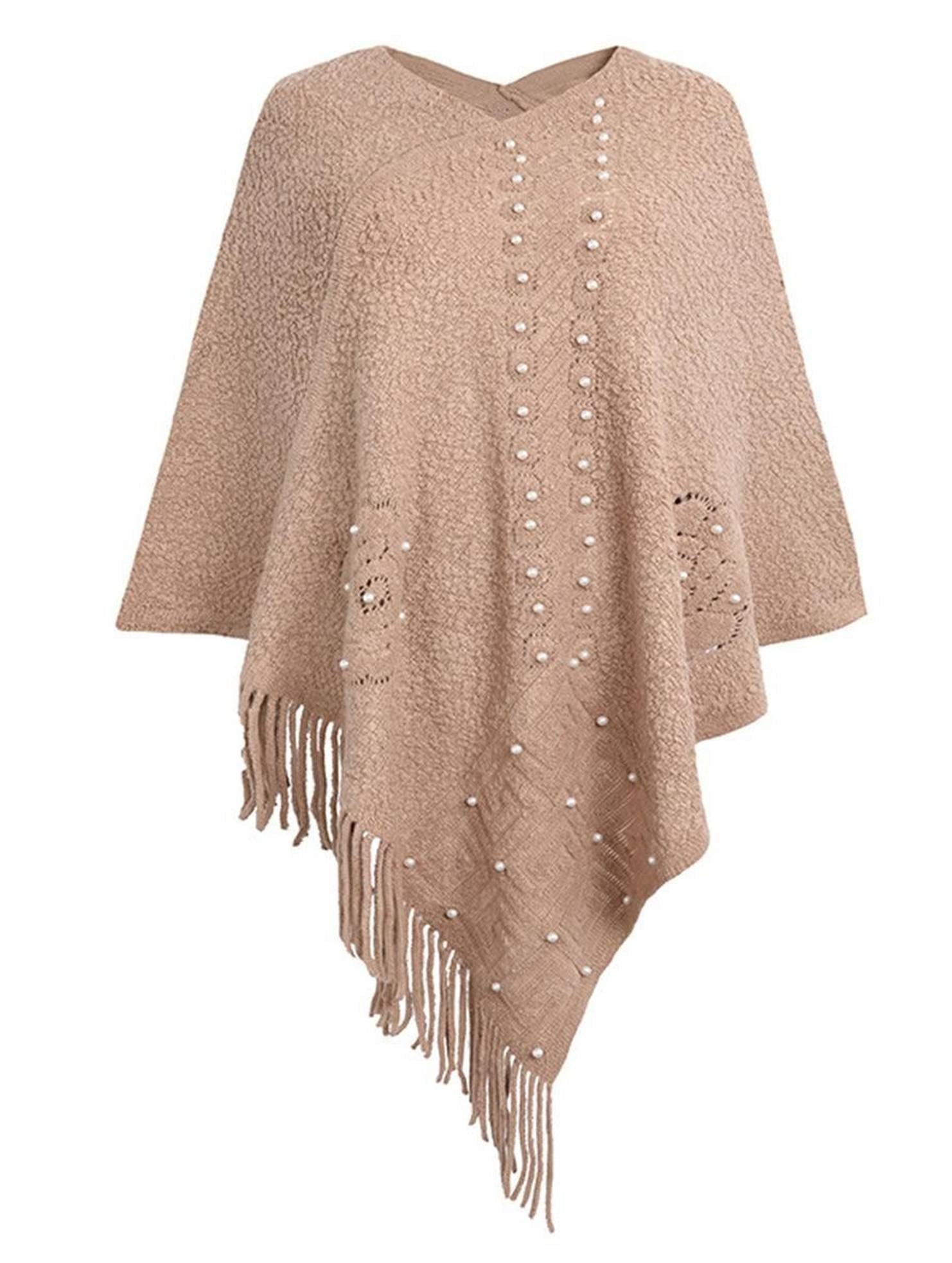 TASSEL SWEATER WOMEN SHAWL - Doublju