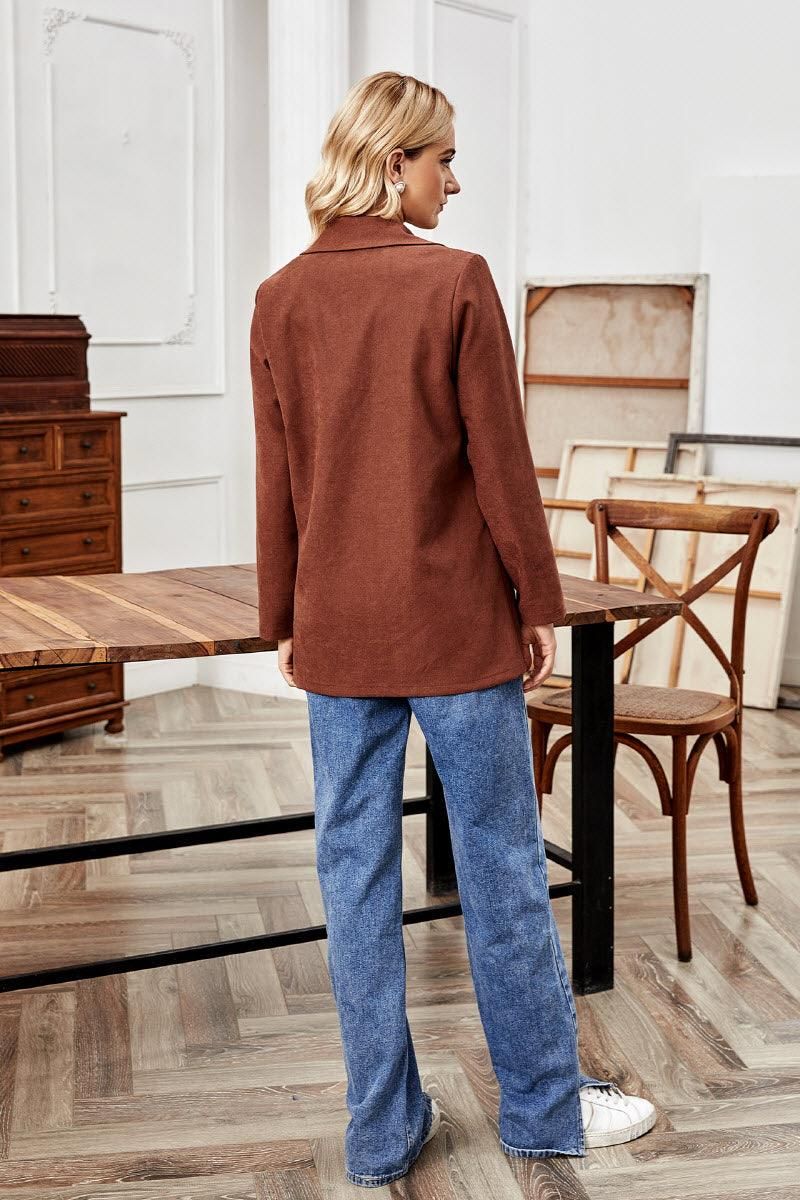 ONE BUTTON LOOSE LONG SLEEVED SUIT JACKET TOP - Doublju