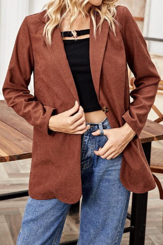 ONE BUTTON LOOSE LONG SLEEVED SUIT JACKET TOP