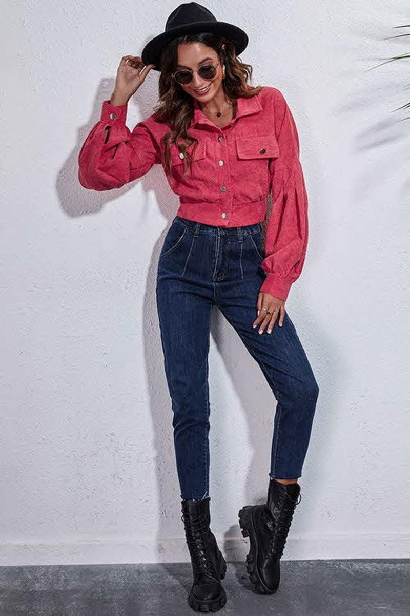 LANTERN SLEEVE CORDUROY JACKET - Doublju