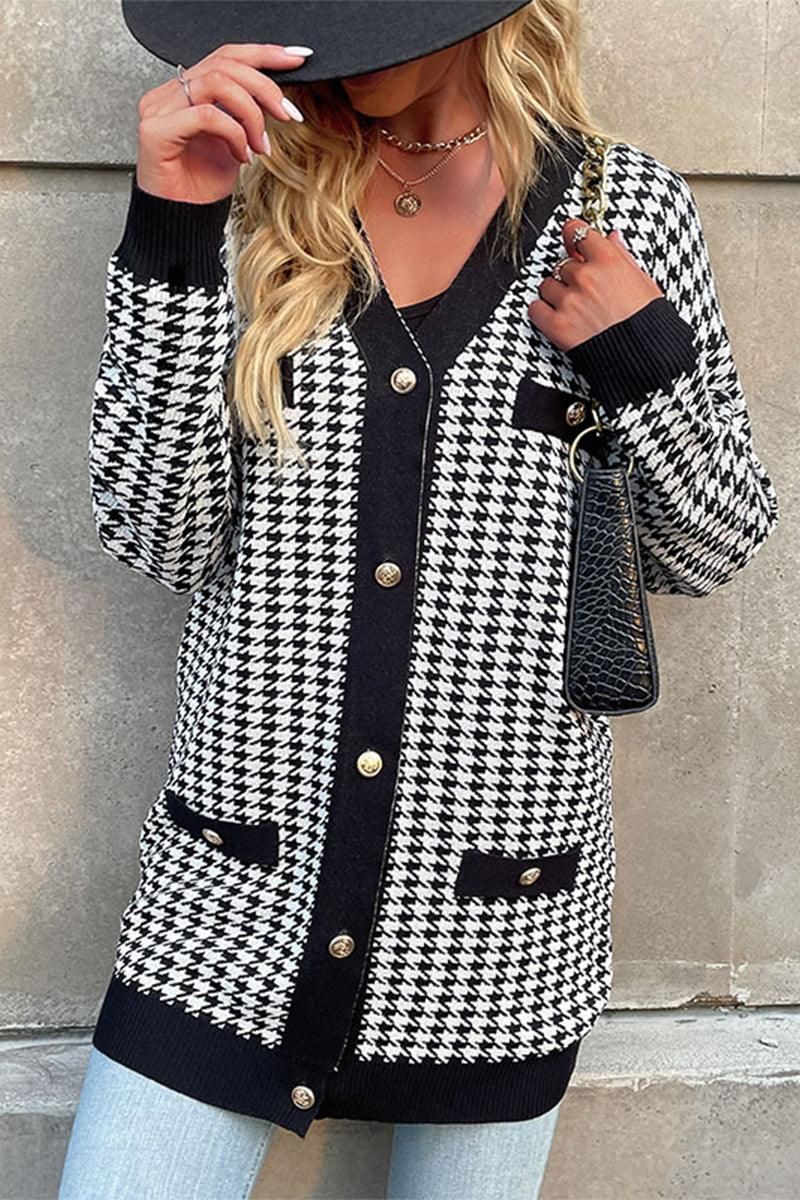 BUTTON CLOSURE PATTERNED CASUAL JACKET - Doublju