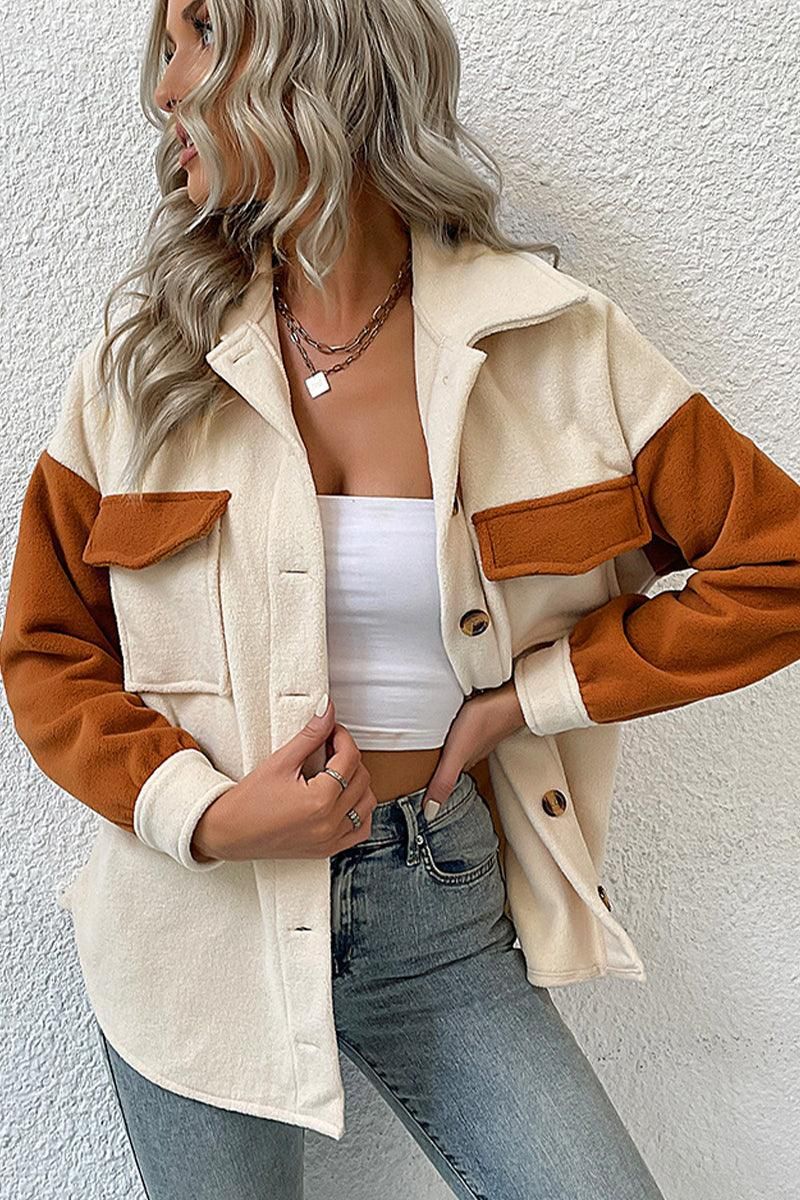 BUTTON DOWN LAPEL JACKET WITH POCKETS - Doublju