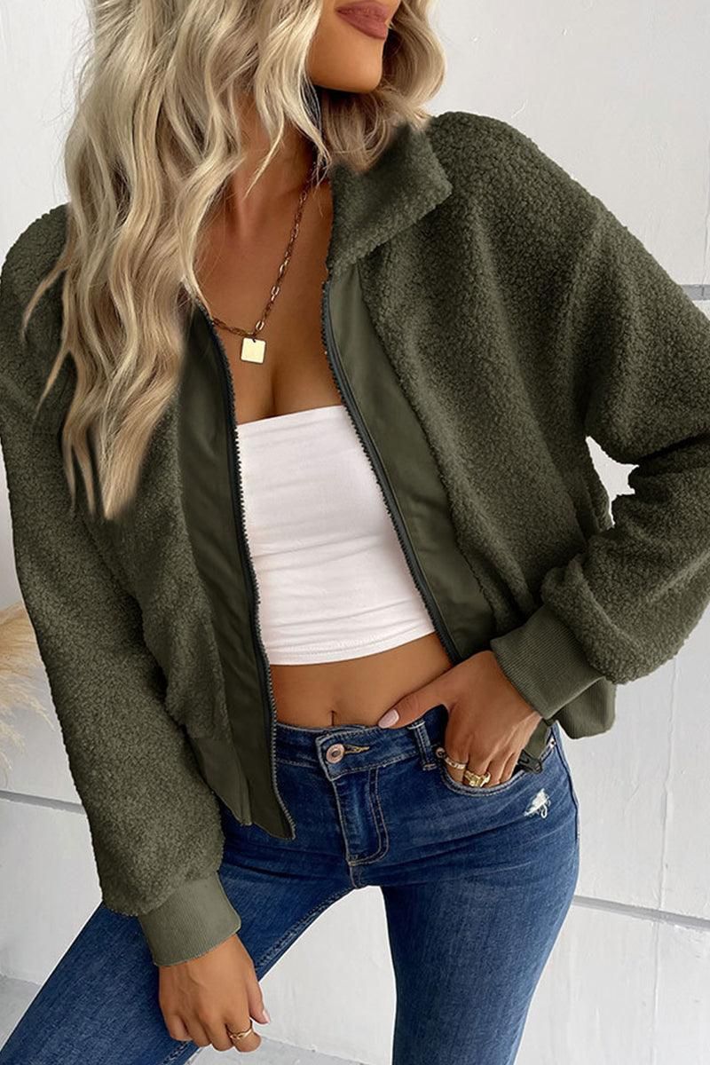 PLUSH WINTER WARM ZIP UP JACKET - Doublju