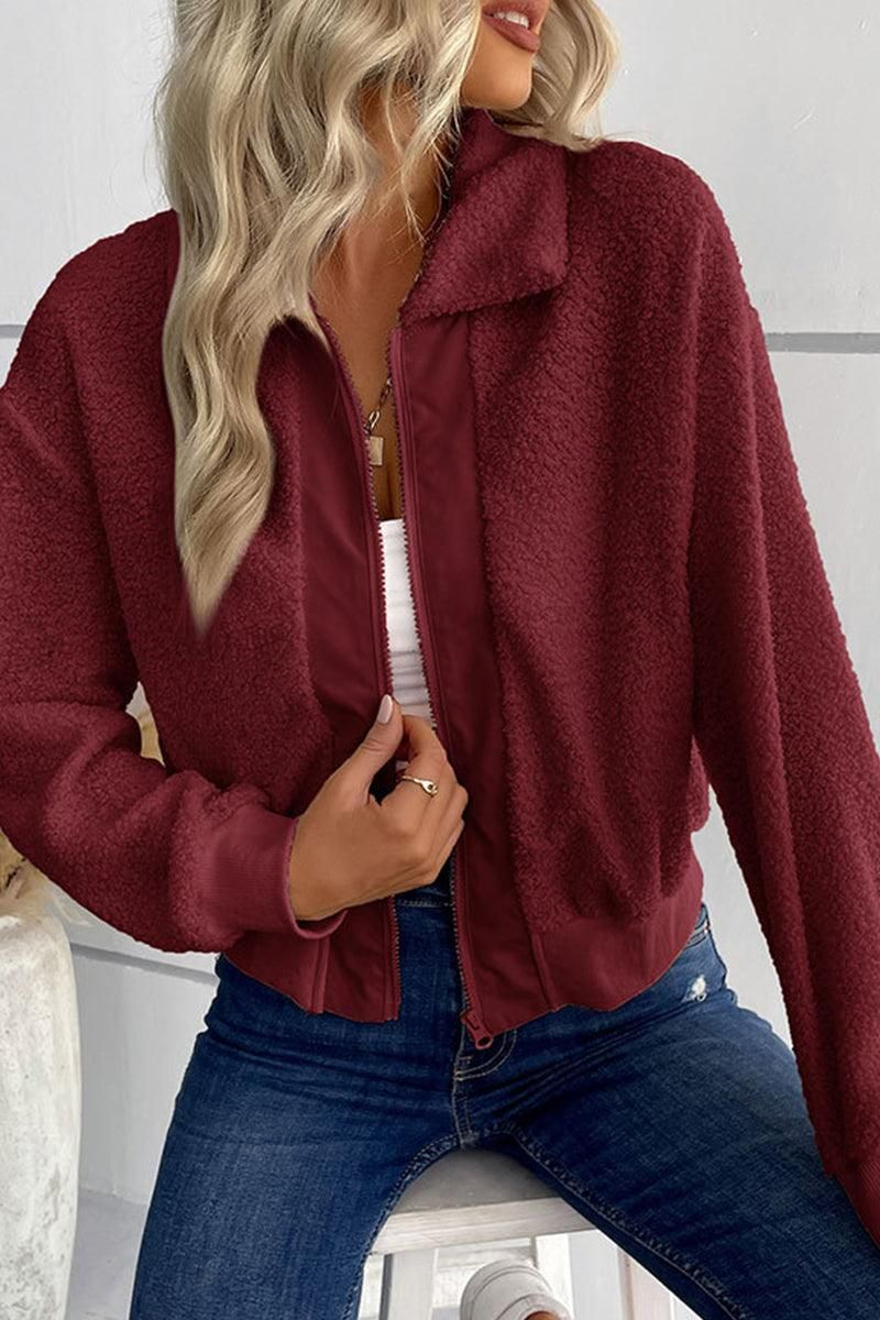 PLUSH WINTER WARM ZIP UP JACKET - Doublju