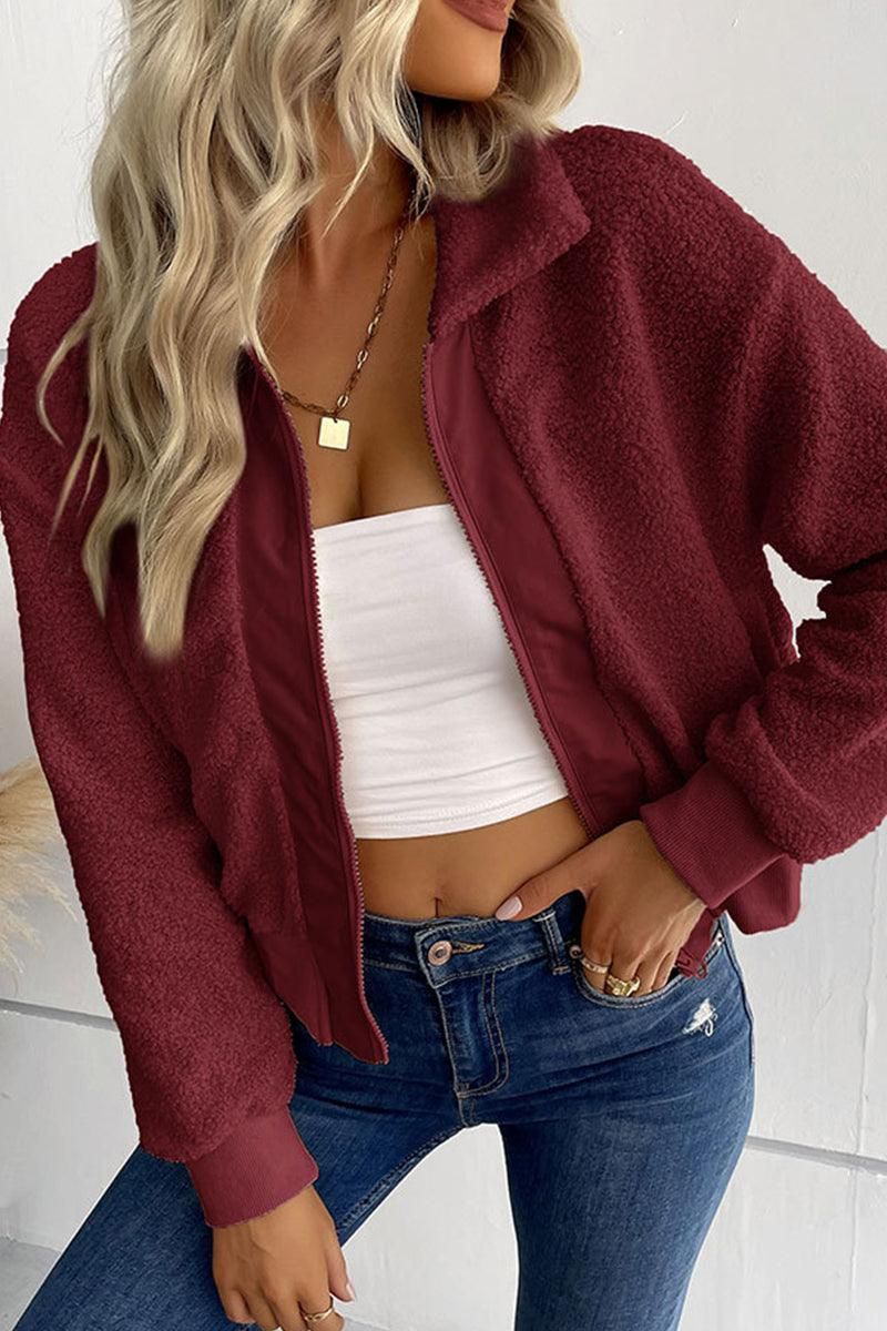 PLUSH WINTER WARM ZIP UP JACKET - Doublju