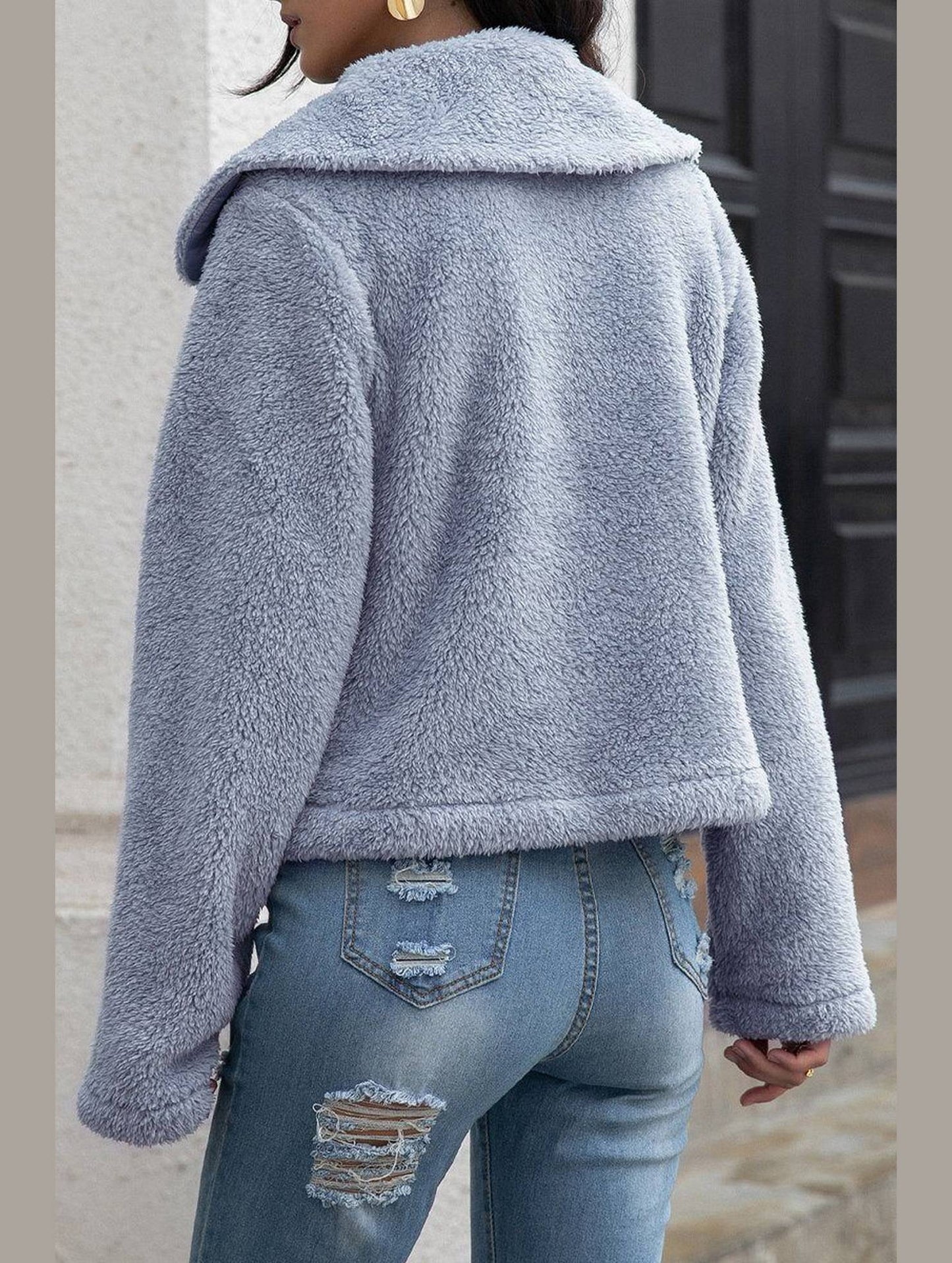 WOMEN ZIP UP FLEECE JACKET WITH POCKETS