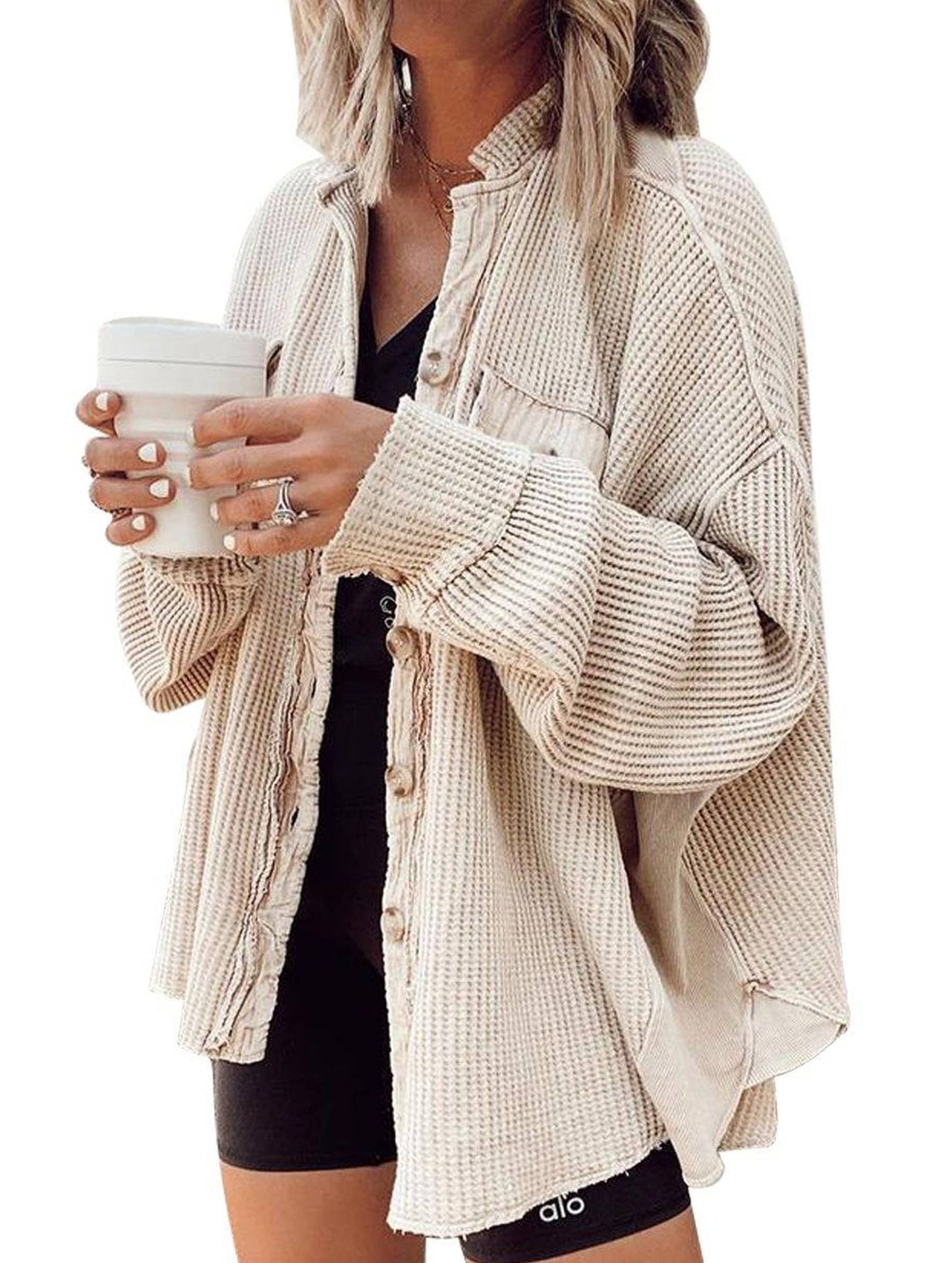 WOMEN CORDUROY BUTTON UP OVERSIZED SHACKET