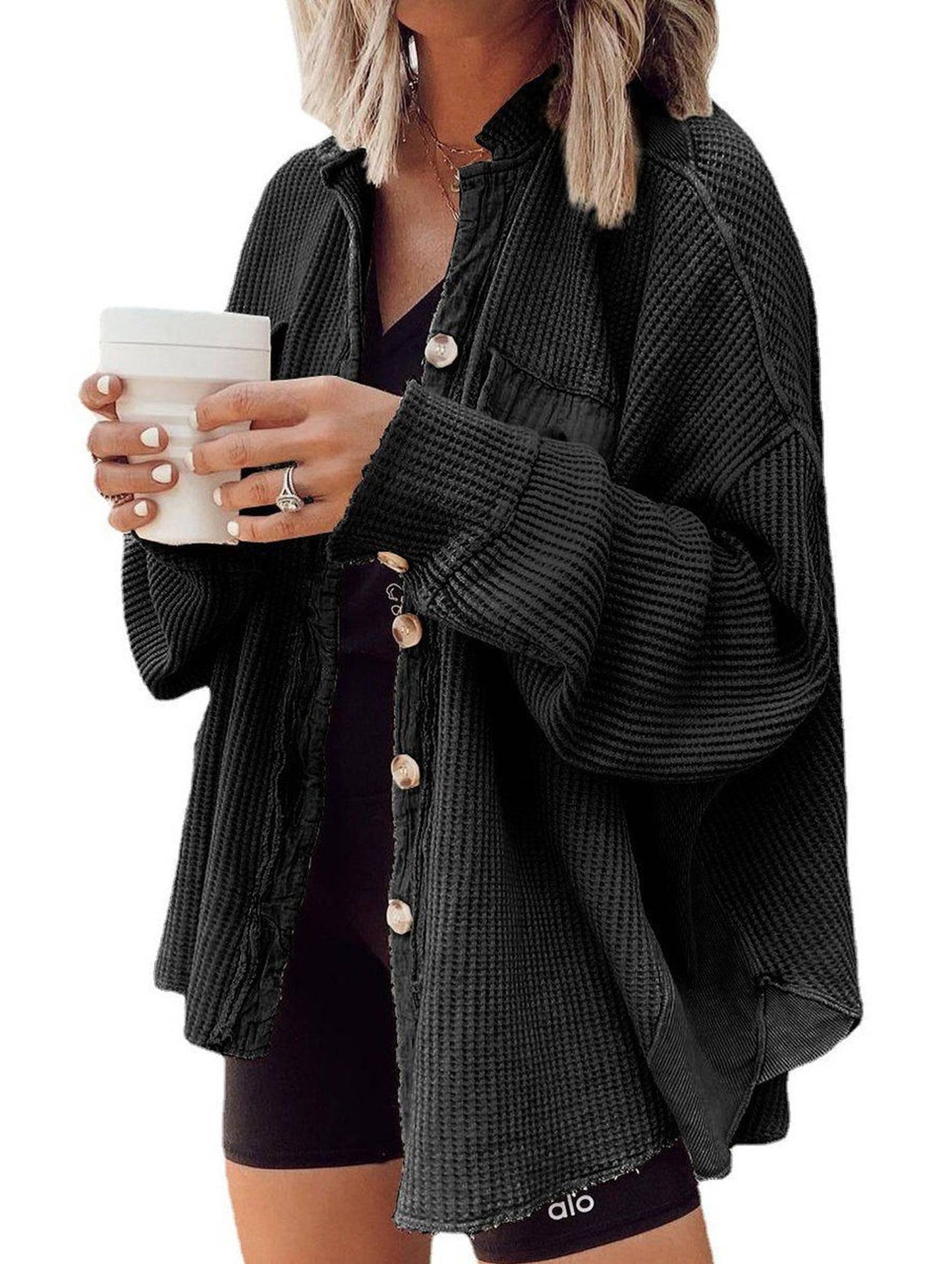 WOMEN CORDUROY BUTTON UP OVERSIZED SHACKET