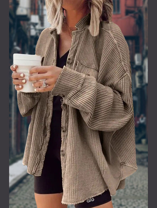 WOMEN CORDUROY BUTTON UP OVERSIZED SHACKET