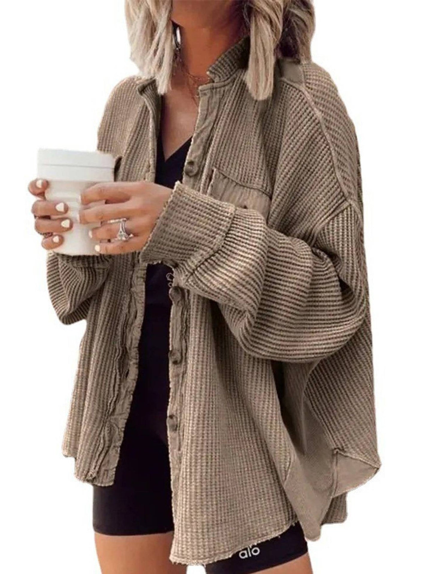 WOMEN CORDUROY BUTTON UP OVERSIZED SHACKET