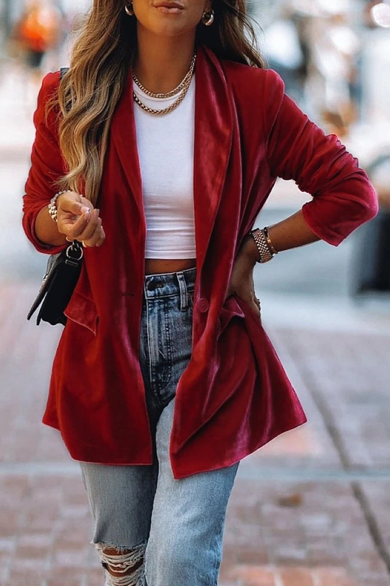 WOMEN FALL WINTER SOLID SEMI FORMAL OFFICE BLAZER