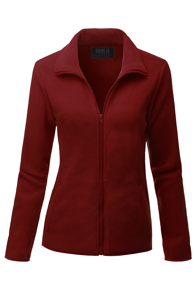 WOMEN'S FULL ZIP UP FLEECE JACKET WITH POCKETS