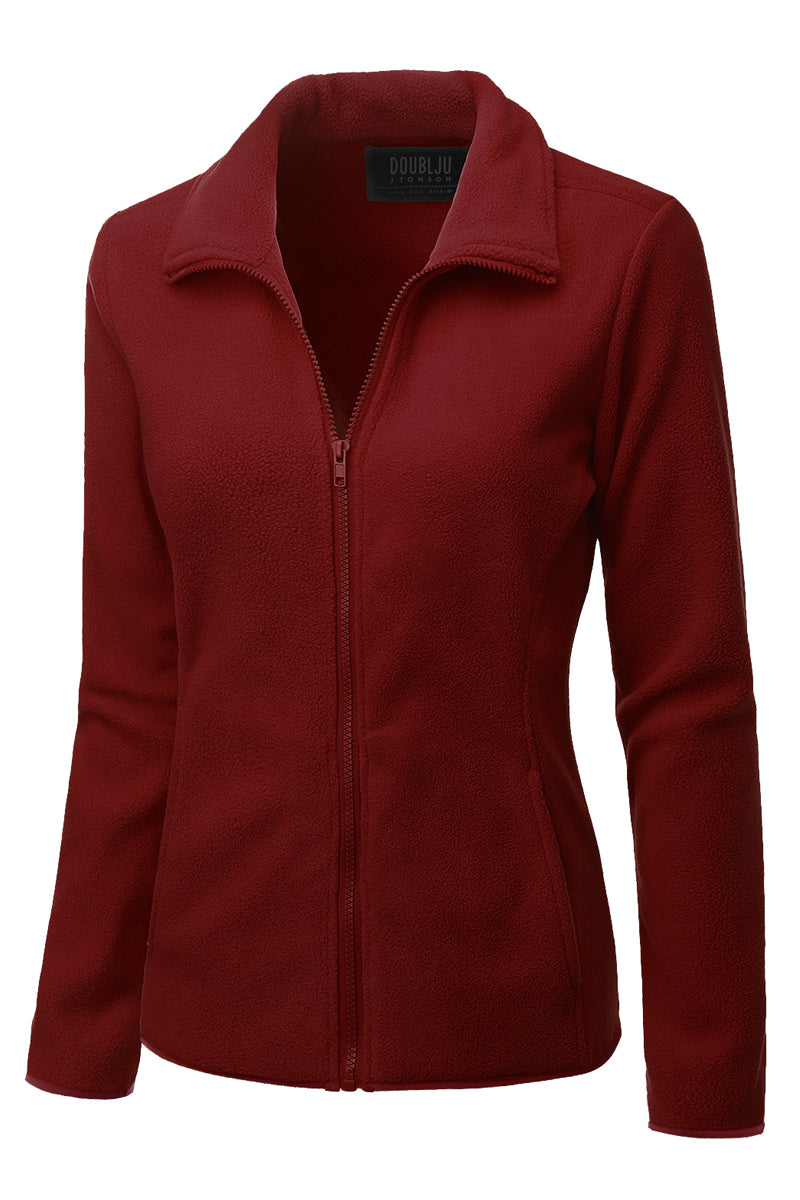 WOMEN'S FULL ZIP UP FLEECE JACKET WITH POCKETS
