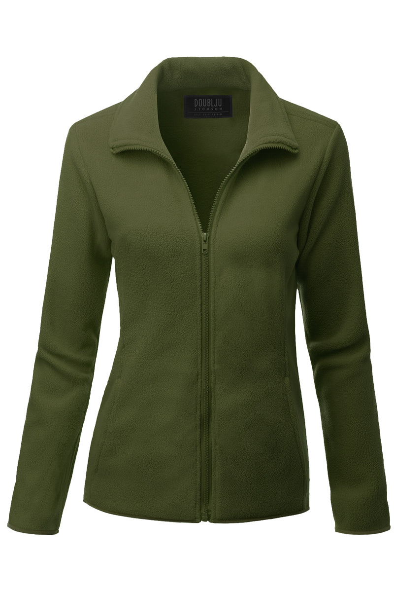WOMEN'S FULL ZIP UP FLEECE JACKET WITH POCKETS