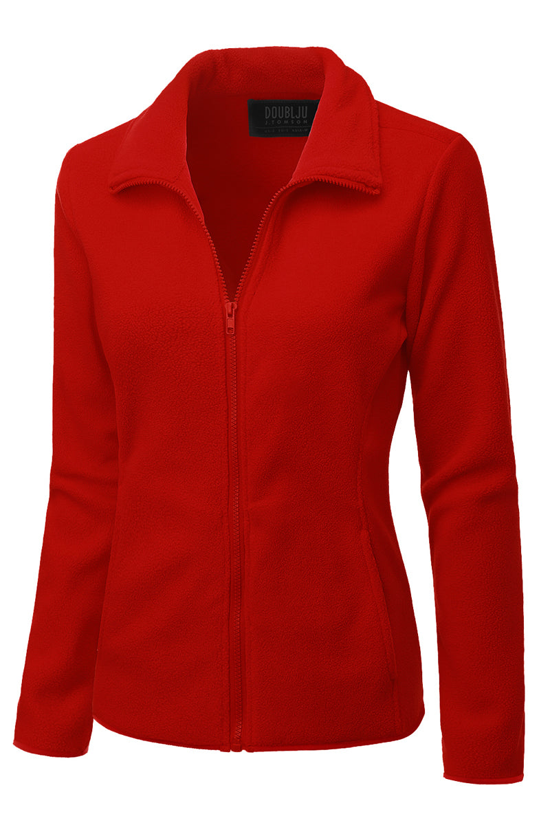 WOMEN'S FULL ZIP UP FLEECE JACKET WITH POCKETS