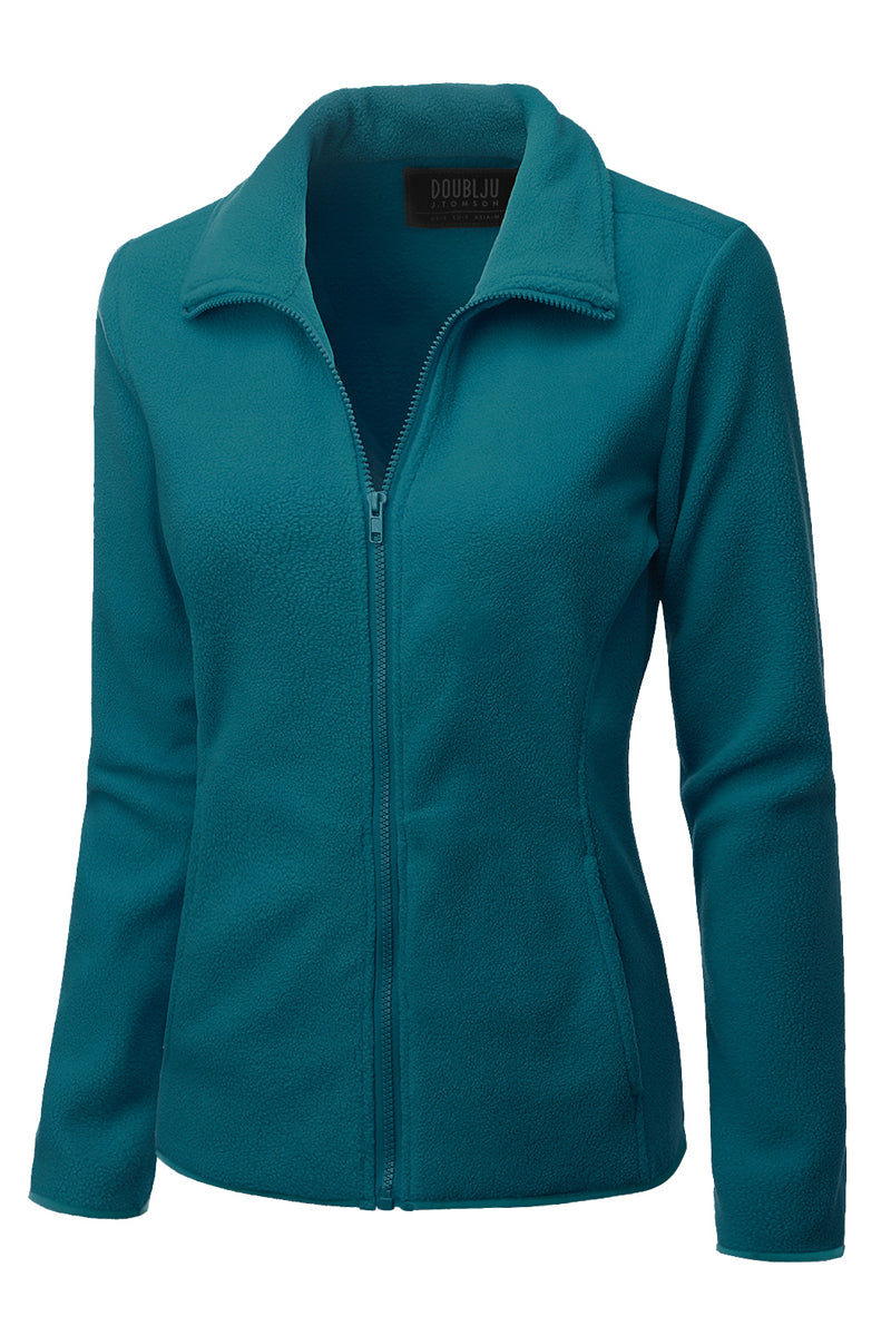 WOMEN'S FULL ZIP UP FLEECE JACKET WITH POCKETS