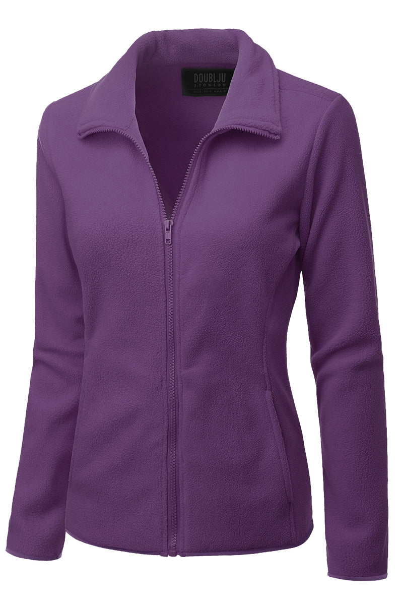 WOMEN'S FULL ZIP UP FLEECE JACKET WITH POCKETS