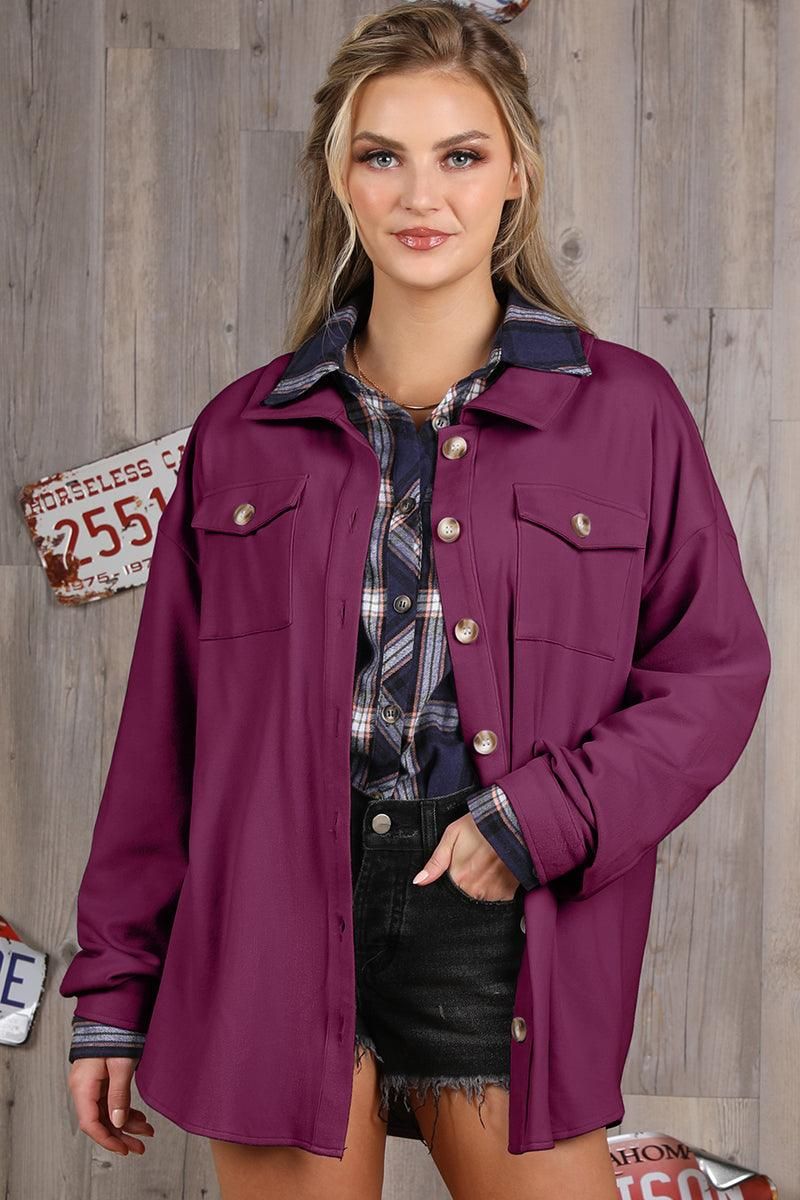 SOFT WARM OVER SHIRTS BUTTON DOWN JACKET SHACKET - Doublju