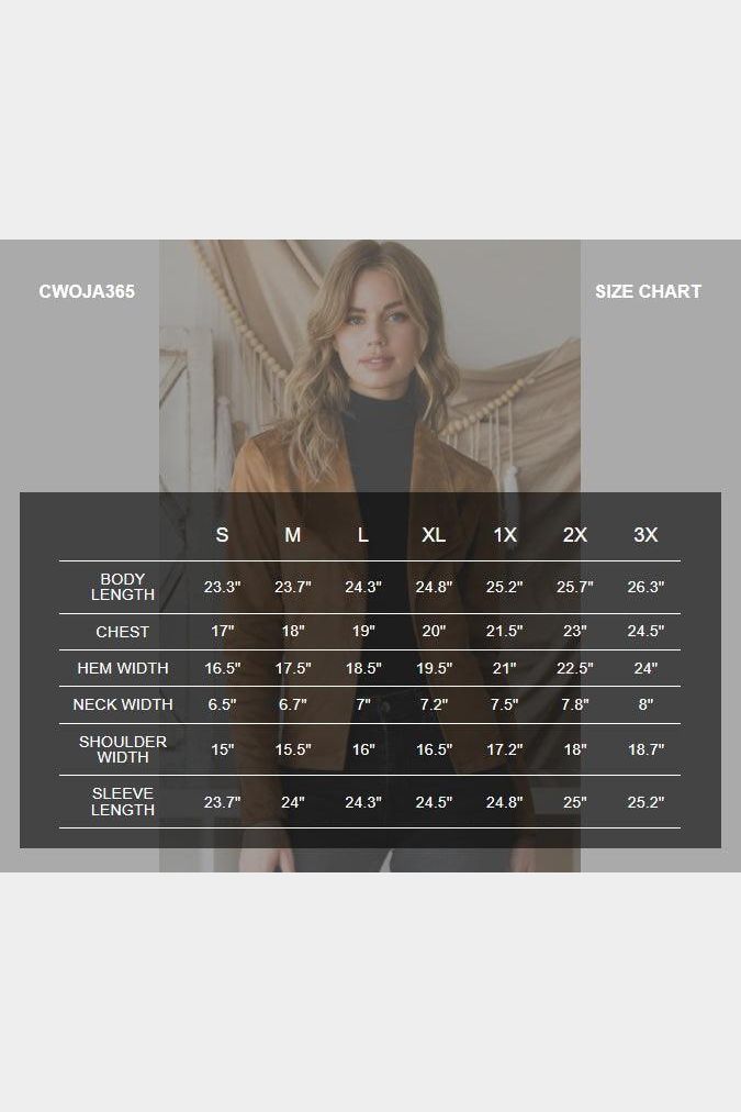 WATERFALL FAUX SUEDE OVER HIP LENGTH JACKET - Doublju