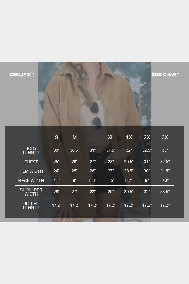 LOOSE FIT CORDUROY SHIRTS JACKET SHACKET - Doublju