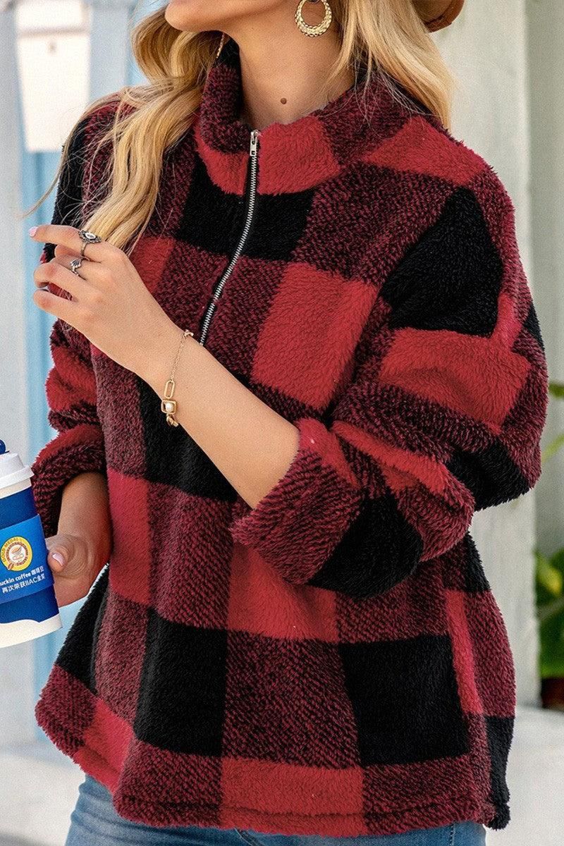 PLAID ZIP UP ANORAK - Doublju