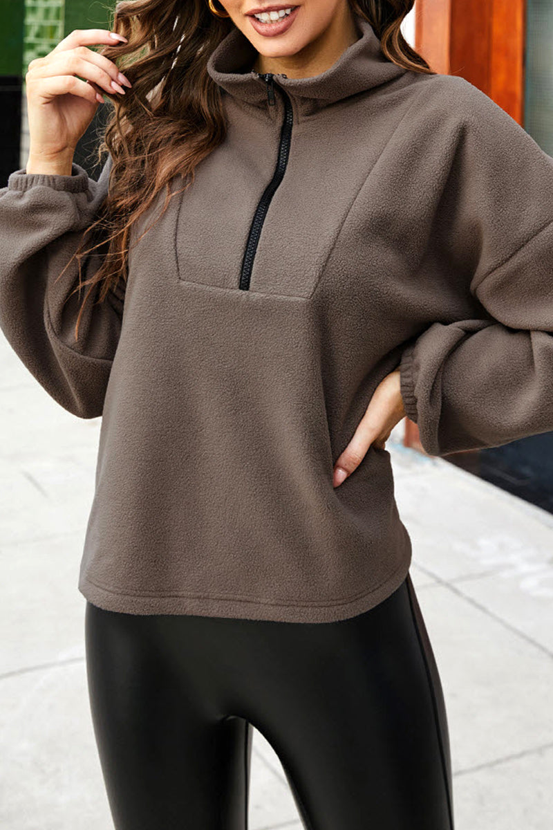 ZIPPER POLAR CASUAL TOP FOR WOMEN