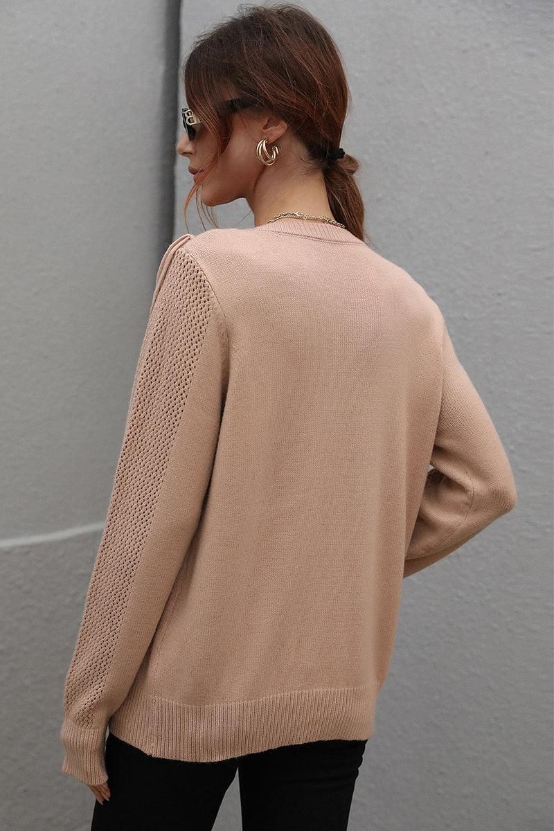 FRONT TASSEL DETAILED KNIT SWEATER TOP - Doublju