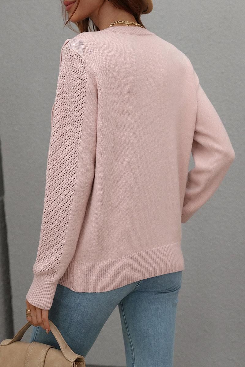 FRONT TASSEL DETAILED KNIT SWEATER TOP - Doublju