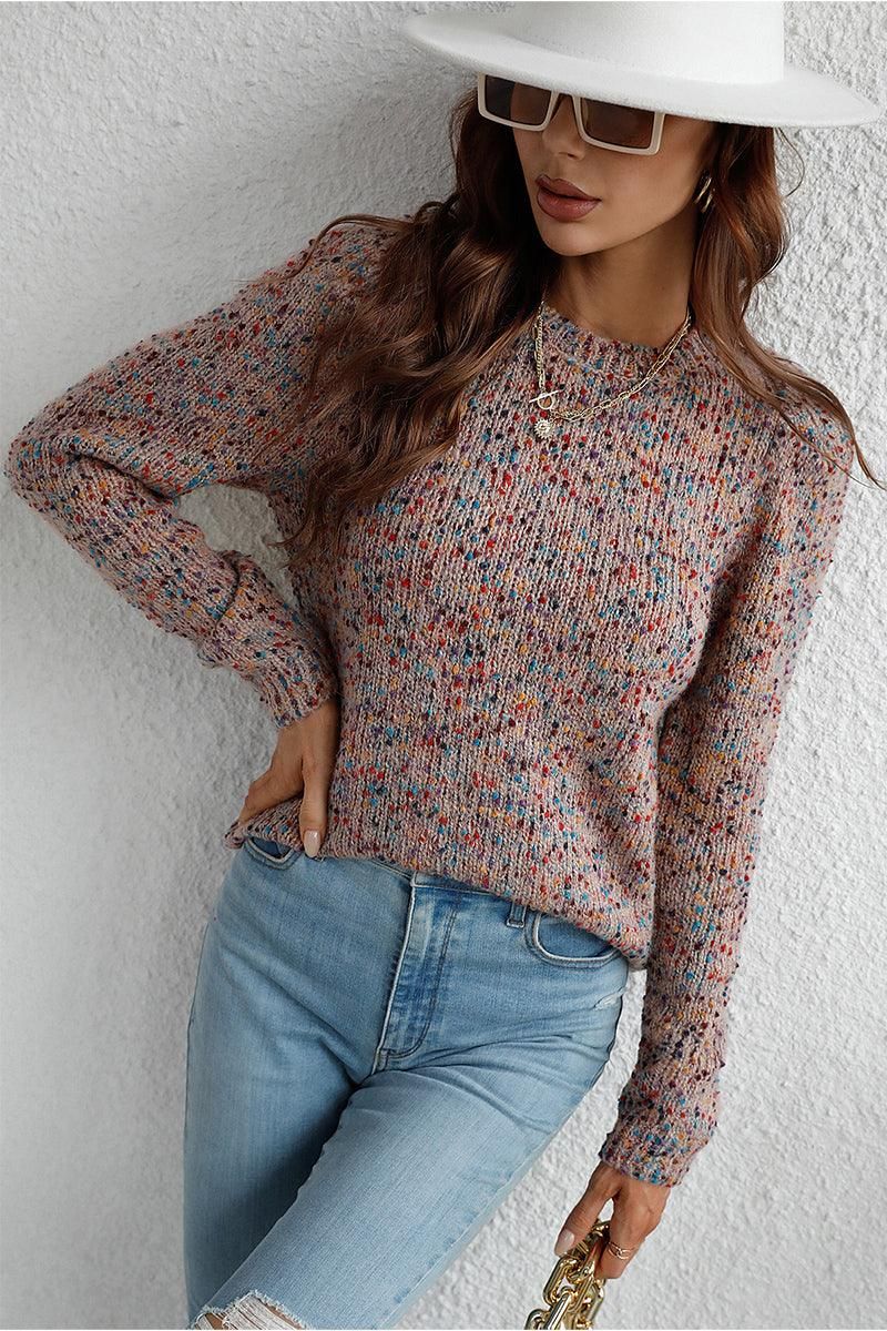 LEG OF MUTTON SLEEVE KNIT SWEATER - Doublju