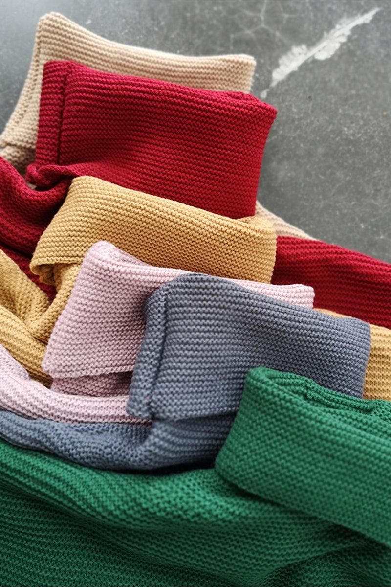 TURTLE NECK CABLE KNIT LOOSE FIT KNIT SWEATER - Doublju