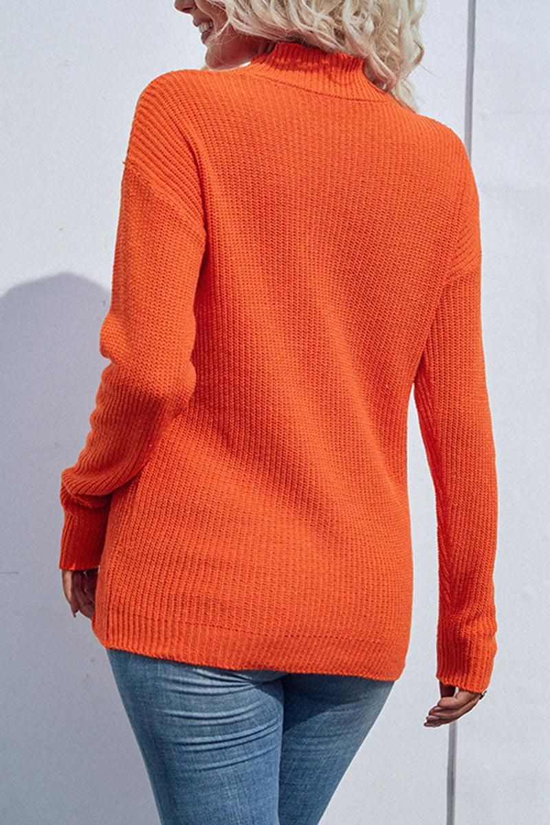 HOLLOW KNIT LOOSE FIT CASUAL SWEATER TOP - Doublju
