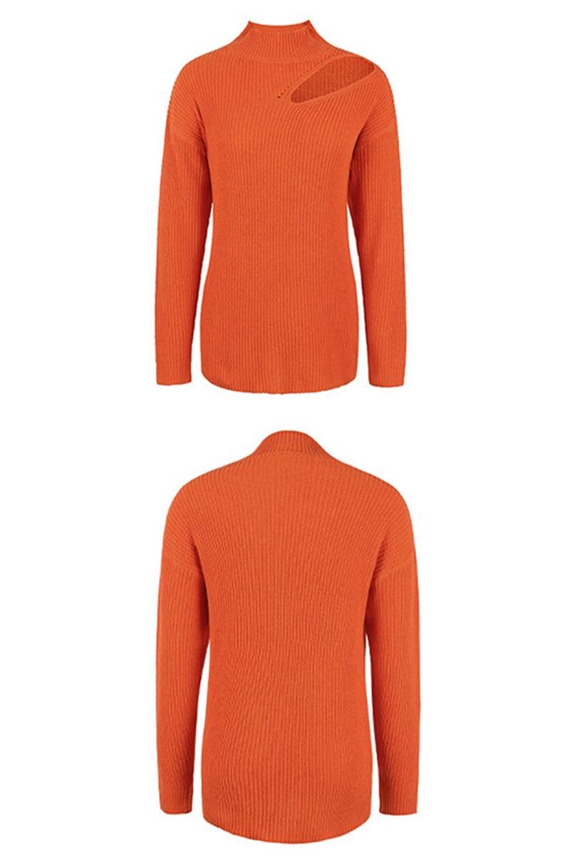 HOLLOW KNIT LOOSE FIT CASUAL SWEATER TOP - Doublju