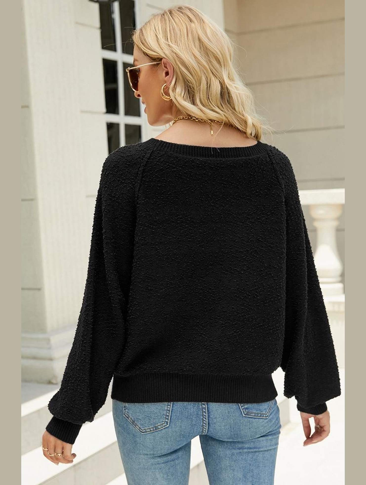 SOLID BASIC CASUAL SWEATER - Doublju